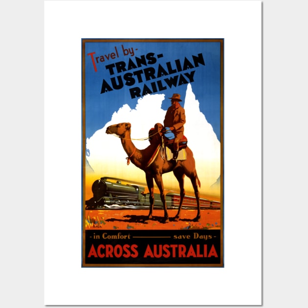 Vintage Travel Poster Trans Australian Railway across Australia Wall Art by vintagetreasure